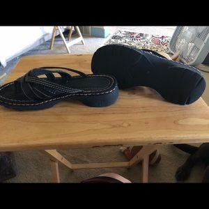 Black slip on sandals